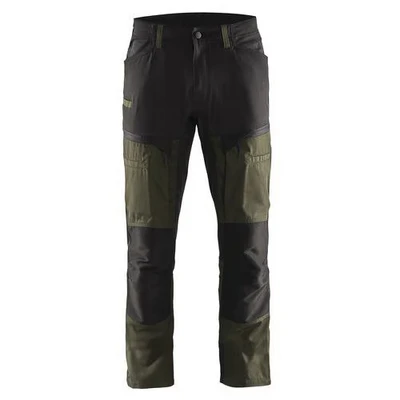 Image de Pantalon services stretch vert olive/noir, poche A4 / tablette