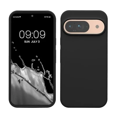 Afbeelding van kwmobile hoesje geschikt voor Google Pixel 9 / Pro case Siliconen telefoonhoesje Telefoon beschermhoes Smartphone cover in mat zwart
