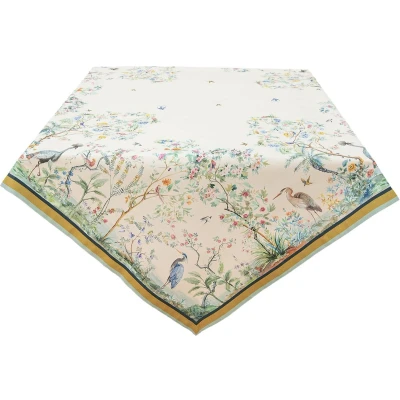 Afbeelding van Clayre &amp; Eef Tafelkleed 150x250 cm Beige Groen Katoen Rechthoek