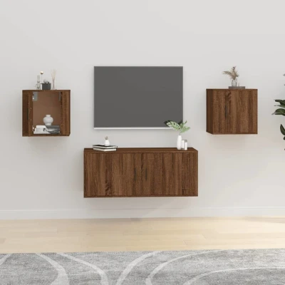 Afbeelding van Tv wandmeubels 2 st 40x34,5x40 cm bruin eikenkleur