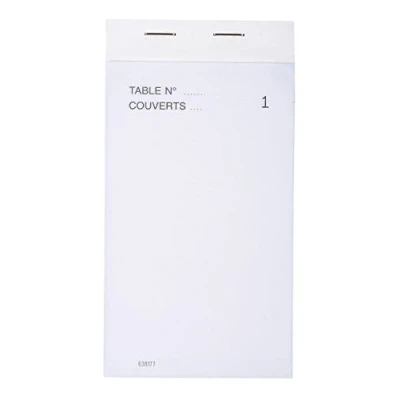 Image de Exacompta Réf. 96201E Paquet de 10 blocs Maître d&#039;Hôtel Carnet commande pour restaurants 50 feuillets blancs autocopiants en 2 exemplaires numérotés Format vertical 8 x 15 cm