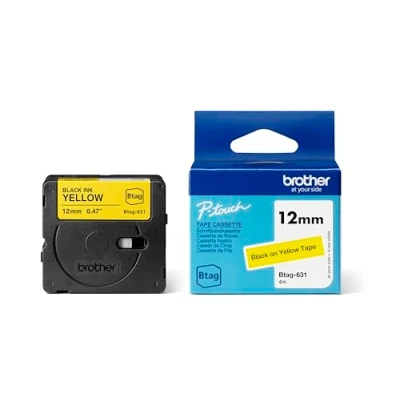 Afbeelding van Brother BTAG 631 labelprinter tape Zwart op geel