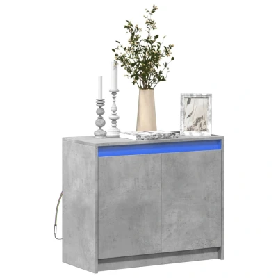 Afbeelding van Dressoir met LED 72x34x61 cm bewerkt hout betongrijs