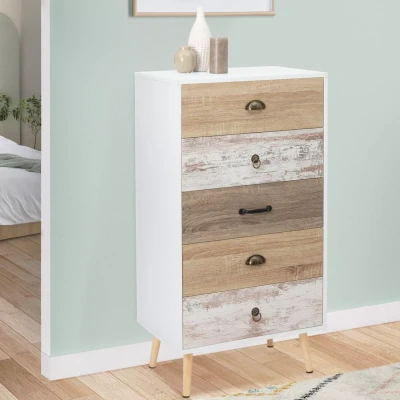 Image de Chiffonnier 5 tiroirs BAHIA 60 cm scandinave
