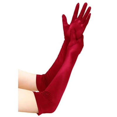 Afbeelding van EORUBE Long Opera satijnen dameshandschoenen, ellebooglengte, Smooth 20,5 rood