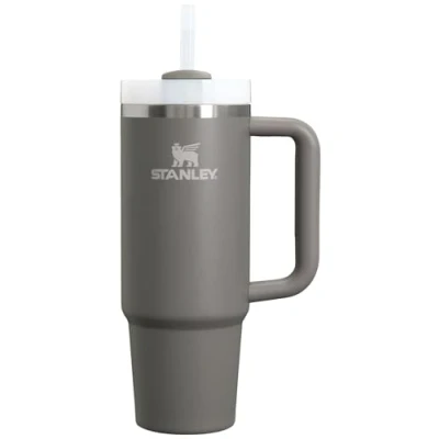 Afbeelding van Stanley Quencher FlowState H2.0 Thermosbeker van roestvrij staal met deksel en rietje voor water, thee of ijskoffie, smoothies nog veel meer, donkergrijs (Stone), 890 ml