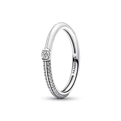 Afbeelding van Pandora ME Pave en witte ring van sterling zilver met wit email heldere zirkonia, E mail, Zirkonia