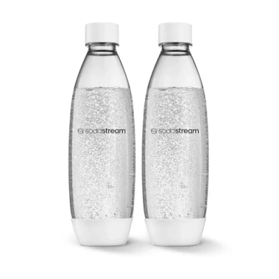 Afbeelding van SodaStream Set van 2 dunne flessen 1 liter, vaatwasmachinebestendig (wit)