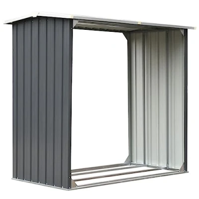 Afbeelding van Haardhoutschuur 172x91x154 cm gegalvaniseerd staal grijs