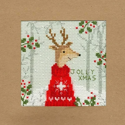 Afbeelding van Borduurpakket kerstkaart Jolly Xmas Bothy Threads