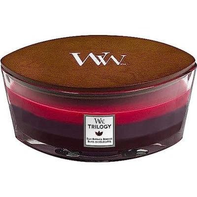 Image de WoodWick Ellipse Trilogy Bougie parfumée Baies mûres au soleil avec mèche craquelante Durée de combustion : jusqu&#039;à 50 heures