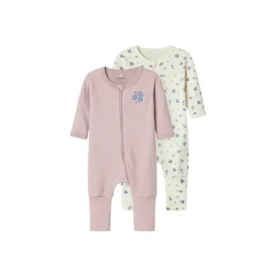 Afbeelding van NAME IT NBFNIGHTSUIT 2P ZIP FF Jet FLOWER NOOS Meisjes Pyjama Stream