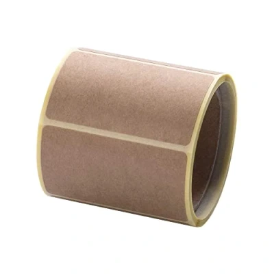 Afbeelding van MDlabels Kraft stickers op rol, 100 stuks, 50 x 30 mm, gladde papieren huls, 40 decoratieve etiketten, bruin, cadeaulabels