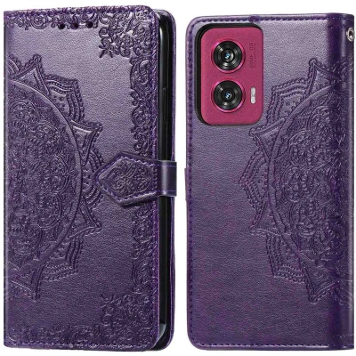 Afbeelding van imoshion Hoesje Geschikt voor Motorola Edge 50 Fusion Met Pasjeshouder Mandala Bookcase Paars