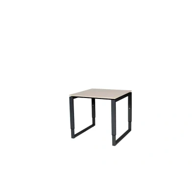 Afbeelding van Domino Plus bureau, hoogte instelbaar (62 85cm) met 80x80cm &#039;zwevend&#039; lindberg (licht) eiken 25mm blad en zwart (RAL9011) O poot frame