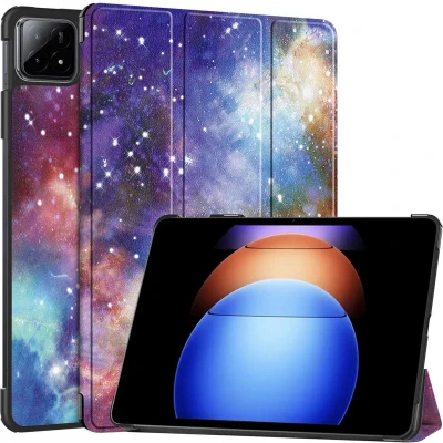 Afbeelding van iMoshion Tablet Hoes Geschikt voor Xiaomi Pad 6S Pro 12.4 Design Trifold Bookcase Meerkleurig /Space