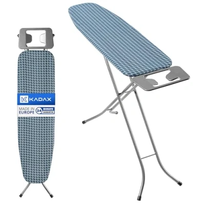 Afbeelding van KADAX strijkplank met hittebestendige strijkplank, inklapbare verstelbare hoogte, robuuste stabiele poten (blauw)