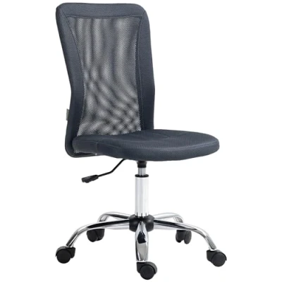 Afbeelding van Vinsetto Ergonomische bureaustoel, in hoogte verstelbaar, verchroomde voet, 360 graden draaibaar, mesh coating, donkergrijs
