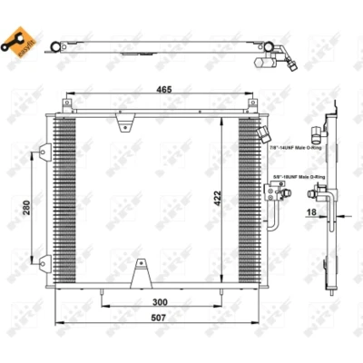 Afbeelding van NRF EASY FIT 35129 Condensor Airco Met afdichtring 14,6 8,6 Aluminium 507 MERCEDES BENZ: W124 Coupe