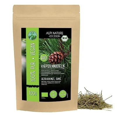 Afbeelding van hele biologische dennennaalden (100 g), uit de wilde collectie, dennennaalden, 100% zachte gedroogde dennennaaldenthee, natuurlijke dennennaaldenthee