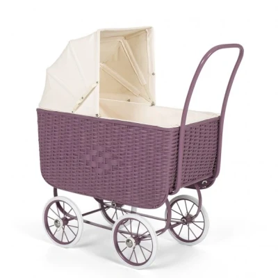 Afbeelding van Puch Poppenwagen Retro Rotan paars