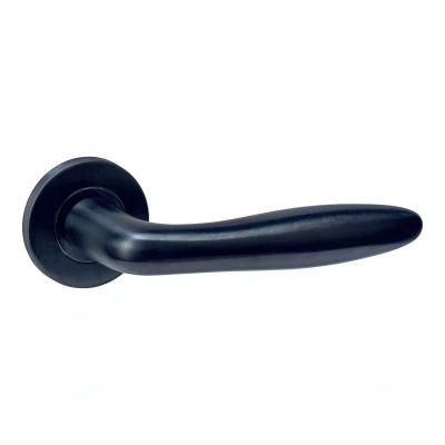 Afbeelding van Intersteel Deurkruk Q 03 op rozet verdekt ø52x6mm PVD zwart