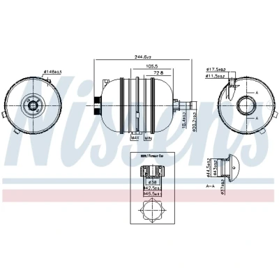 Afbeelding van NISSENS 996126 Expansievat 1,2 Met kap PEUGEOT: 206 Hatchback, 206+ Hatchback