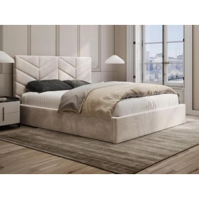 Afbeelding van Vente unique Bed met opbergruimte 140 x 190 cm Textuurstof Crème + matras JUSTANI L 150 H 106 D 203