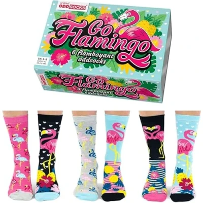 Afbeelding van Go Flamingo United Oddsocks Box met 6 dames Meerkleurig 37 42, meerkleurig, 42 EU,