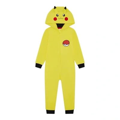 Afbeelding van Pokémon jumpsuit met capuchon voor jongens of meisjes, Eevee, Glumanda, Pikachu, Relaxo, Schiggy, 3 12 jaar, geel, 9 10 Geel.