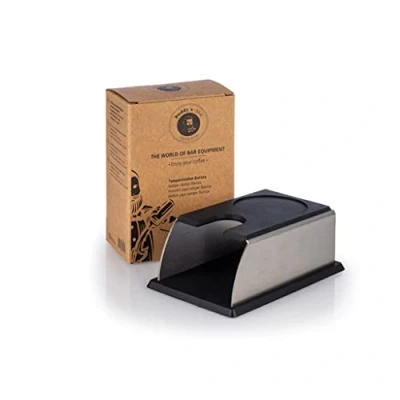 Afbeelding van barista Edition, Premium Tamperstation voor alle tampermaten, 14 x 7/9 cm, H: 5,5 aandrukstation espresso zeefdrager, mat roestvrij staal, siliconen, accessoires, zwart
