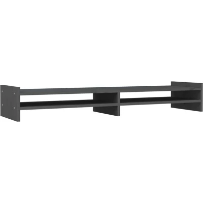 Afbeelding van Monitorstandaard 100x27x15 cm massief grenenhout grijs