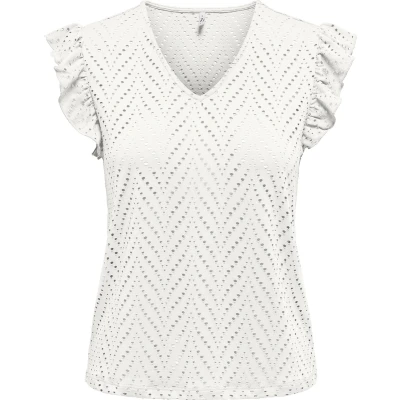 Afbeelding van ONLY Onlsmilla V NECK Tshirt basic, Dames, Maat: XS, Cloud dancer