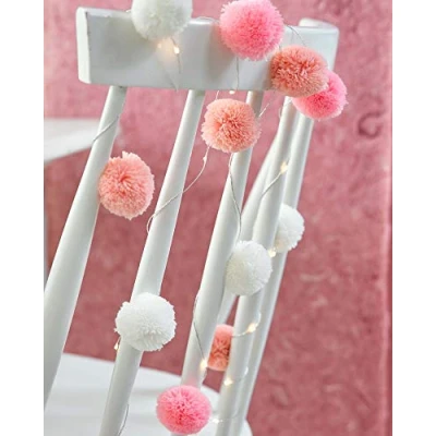 Afbeelding van Talking Tables 2m LED Pom Roze Fairy String Lights Pretty Birthday Party Decoraties voor Meisjes Slaapkamer of Baby Douche, PINKLIGHTS
