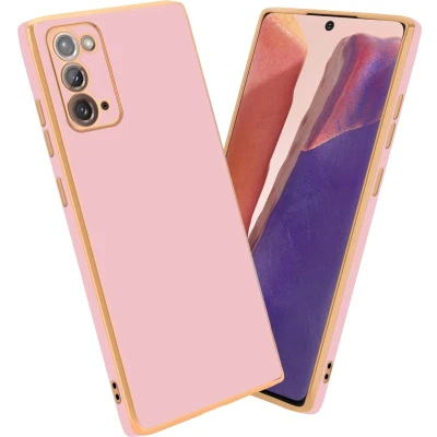 Afbeelding van Cadorabo Hoesje geschikt voor Samsung Galaxy NOTE 20 in Glossy Roze Goud Beschermhoes Case Cover van flexibel TPU silicone en met camerabescherming