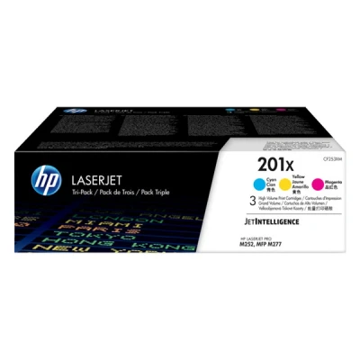 Image de HP 201X LaserJet, lot de 3 cartouches toner grande capacité authentiques, cyan/magenta/jaune