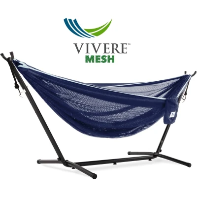 Afbeelding van Vivere Mesh Hangmat met Standaard Navy/Turquoise