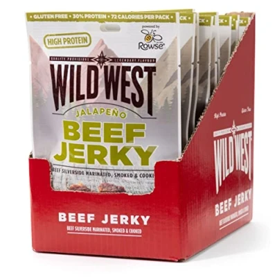 Afbeelding van Wild West Jerky 16 x 60 g rundvlees eiwitrijke eiwitrijk eiwittraktatie