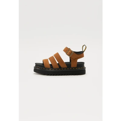Afbeelding van Dr. Martens Blaire Sandalen met plateauzool, Dames, Maat: 38, Desert brown tumbled nubuck Veloursleer