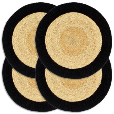 Afbeelding van Placemats 4 st 38 cm jute en katoen natuurlijk zwart