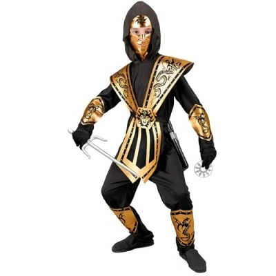 Afbeelding van Widmann Ninja Kombat kostuum voor kinderen, goudkleurig, vechter, Kung Fu, Japan