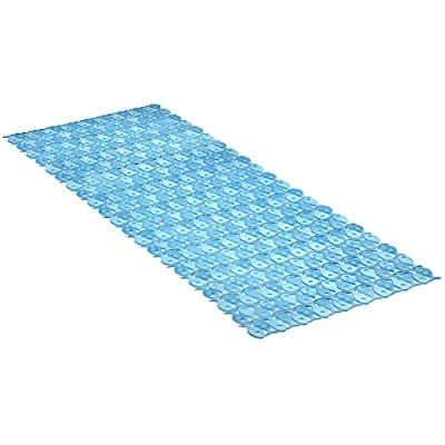 Afbeelding van TATAY PVC badmat met zuignappen, schimmel en microbenbestendig, antibacterieel, vispatroon, blauw, 97 x 36 cm