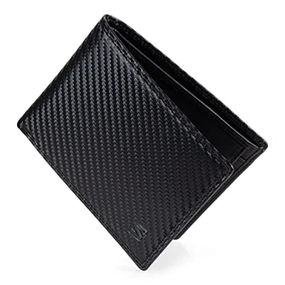 Afbeelding van SERASAR Portemonnee van echt leer [carbon] voor heren in zwart en bruin 9 kaartvakken RFID bescherming exclusieve doos geweldig cadeau idee, zwart., carbon