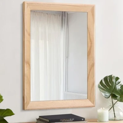Afbeelding van AAZZKANG Rustieke wandspiegel met houten frame, vintage, 50 x 40 cm, voor badkamer of slaapkamer