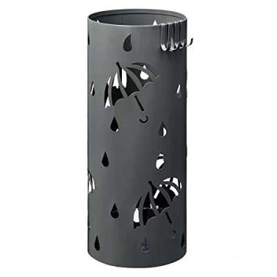 Afbeelding van Rootz Parapluhouder Brolly Stand Opbergruimte voor Regenkleding Parasol Organizer Luifelhouder Paraplurek Antraciet Ø20 x H49cm