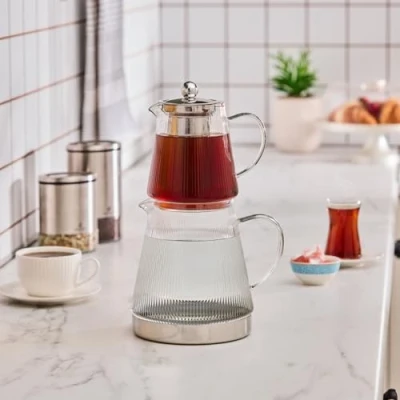 Afbeelding van Karaca Keops XL Glazen Theepot 2000 ml Borocilikaatglas Geschikt Voor Alle Warmtebronnen
