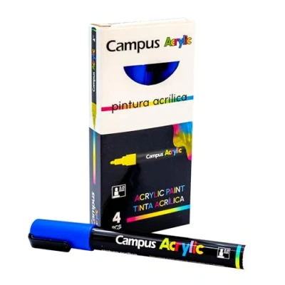 Afbeelding van Campus Acrylmarker met ronde punt, 2 mm, niet permanente kleurmarkers op waterbasis, acrylstiften ondoorzichtige en sneldrogende verf (donkerblauw)