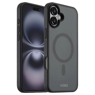 Afbeelding van Accezz Hoesje Geschikt voor iPhone 16 Plus Rugged Frosted Backcover MagSafe Zwart