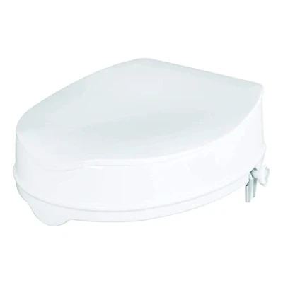 Afbeelding van Homecraft Savanah verhoogde toiletbril met deksel, verlengde en standaard, voor ouderen, gehandicapten gehandicapten, wit, 10,2 cm