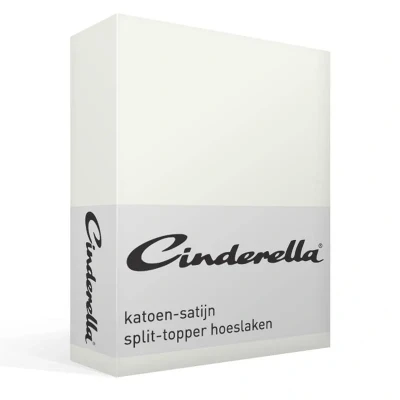 Afbeelding van Cinderella Sundays Topper Hoeslaken met split 200x220 cm Tot 15 matrashoogte 100% Katoen Satijn Ivoor